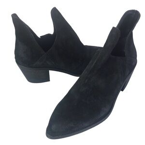 Anthropologie Sheridan Mia Suede Booties Black V Ankle Boots Size 36/6